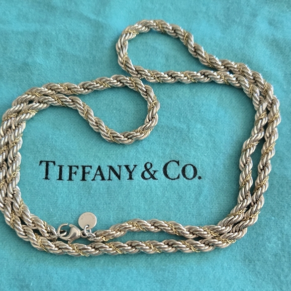 Tiffany & Co. Silver 925 and Gold 18k Twisted Rope Necklace - Picture 1 of 7